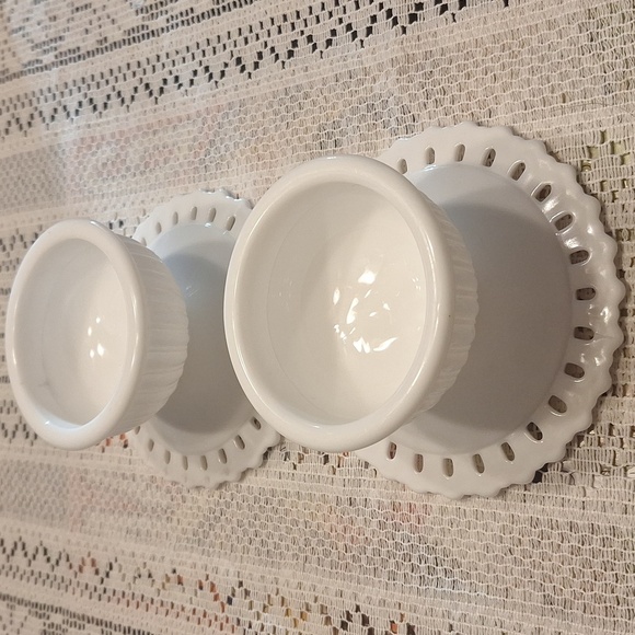 Vintage Fostoria Randolph Milk Glass Hurricane Candle Holders - Picture 5 of 9